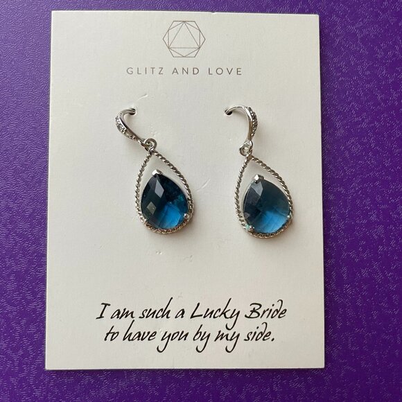 Glitz and Love Dangle Teardrop Earrings. - Picture 1 of 3